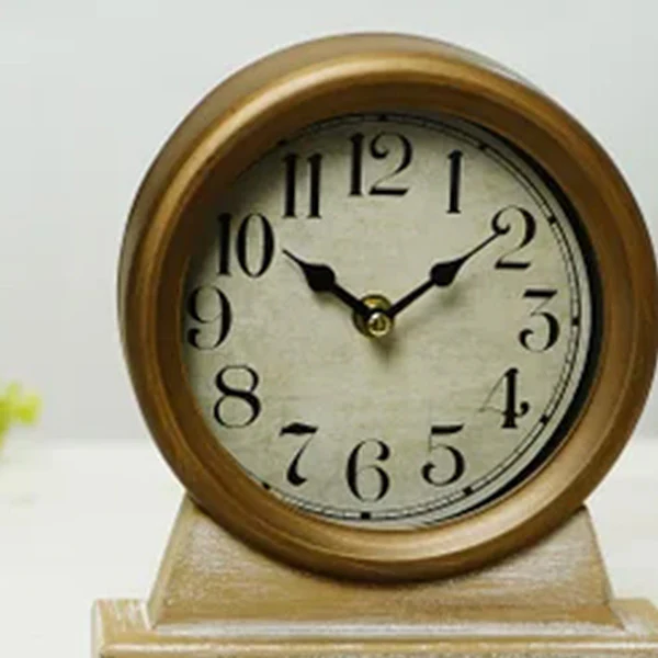 Round Copper Metal Table Clock