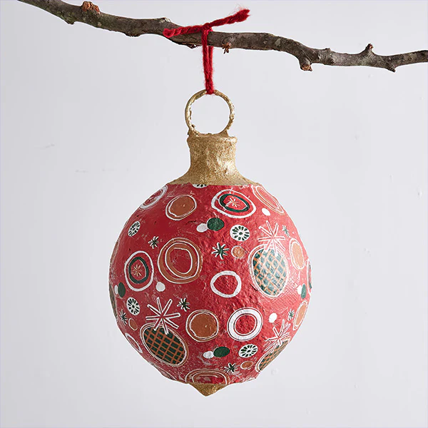 Oversized Paper Mache Christmas Ornament, Choose Your Size