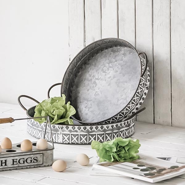 Embossed Metal Trays  Set of 2