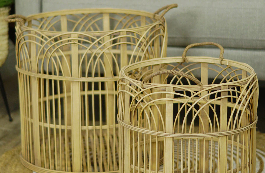 Open Weave Bamboo Baskets, Set of 2