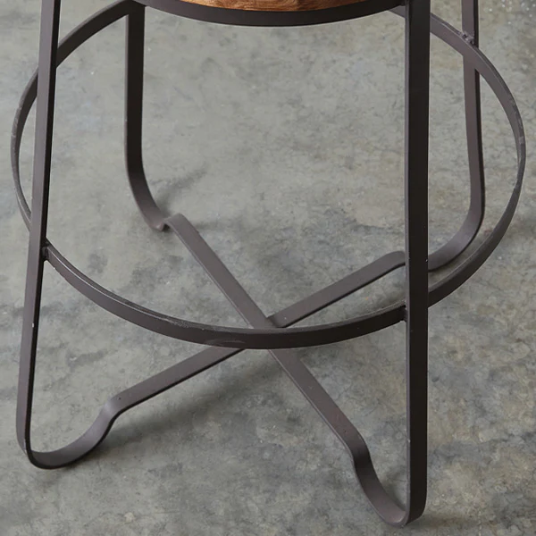 Rustic Hardwood and Metal Bar Stool