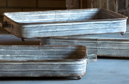 Galvanized Coffee Table Trays  Set of 3