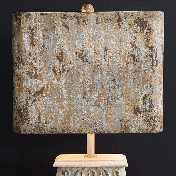 Ornate Table Lamp with Distressed Metal Shade