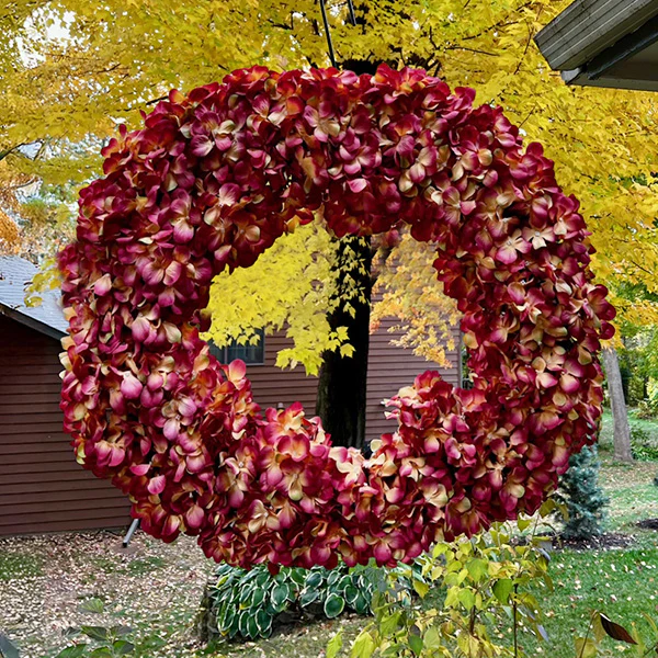 Faux Hydrangea Split Front Door Wreath