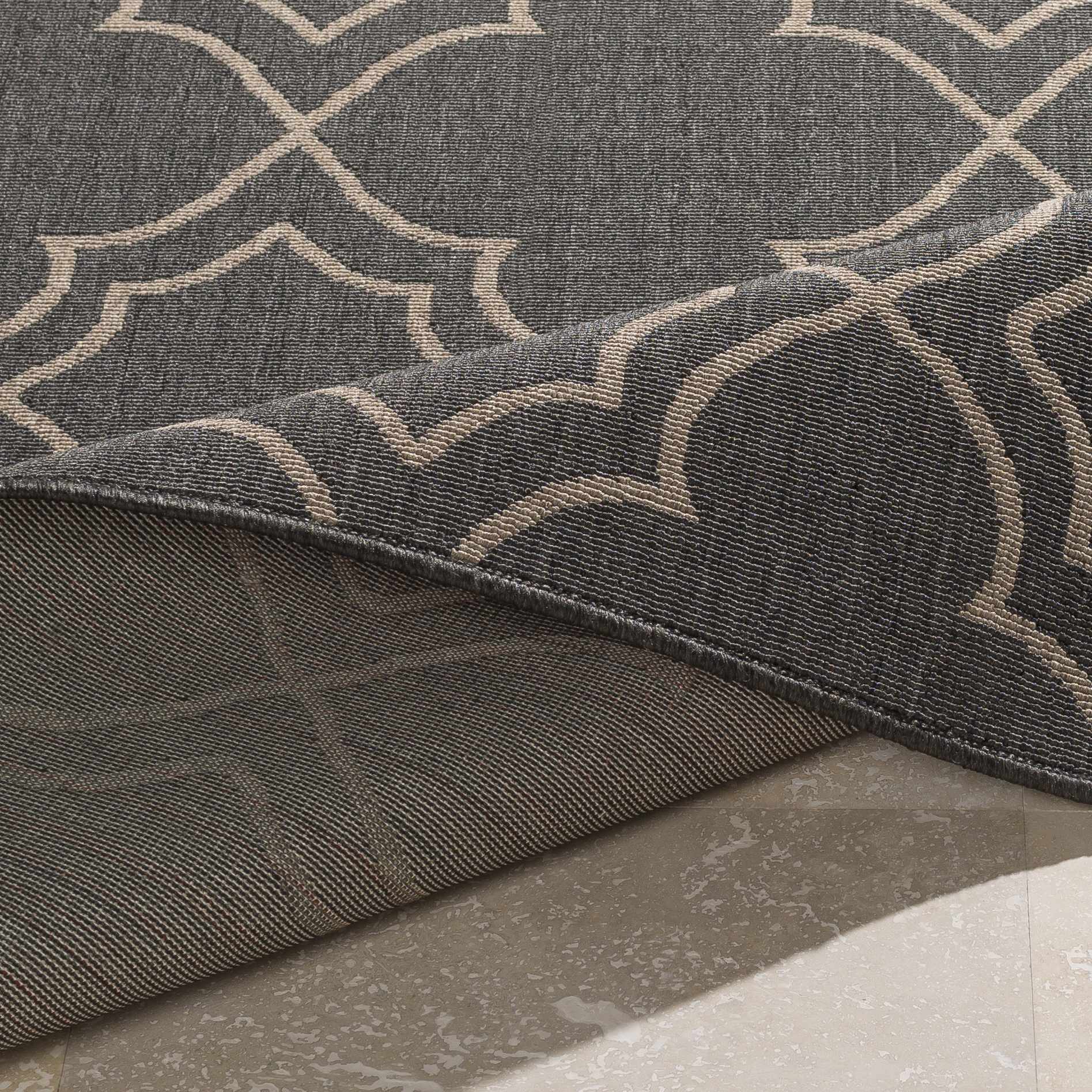 Black Modern Farmhouse Outdoor Rug