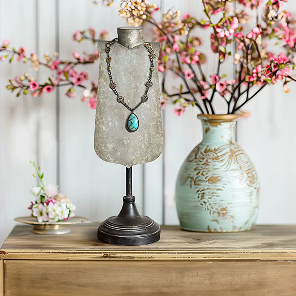 Distressed Metal Tabletop Jewelry Display