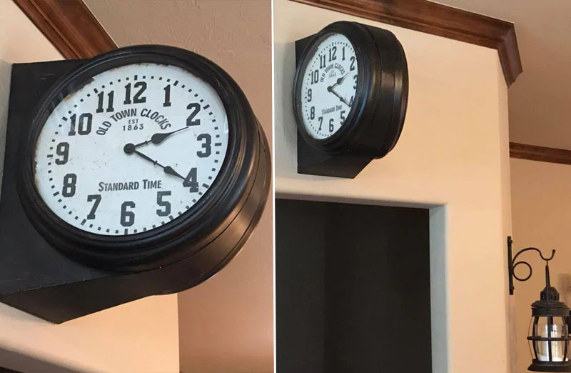 Double-Sided Old Town Wall Clock