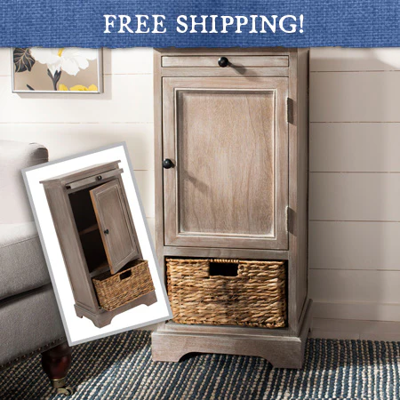 Farmhouse Wooden Cabinet with Basket