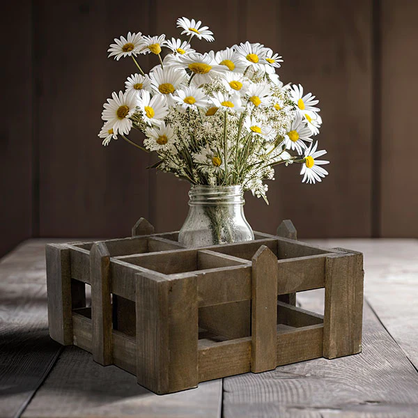 Wooden Fence Crate with Cubbies, Choose Your Size