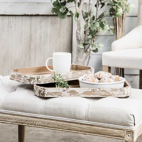 Chippy Wood Trays  Set of 2