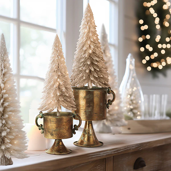 Antique Copper Finish Planter Urns, Set of 2