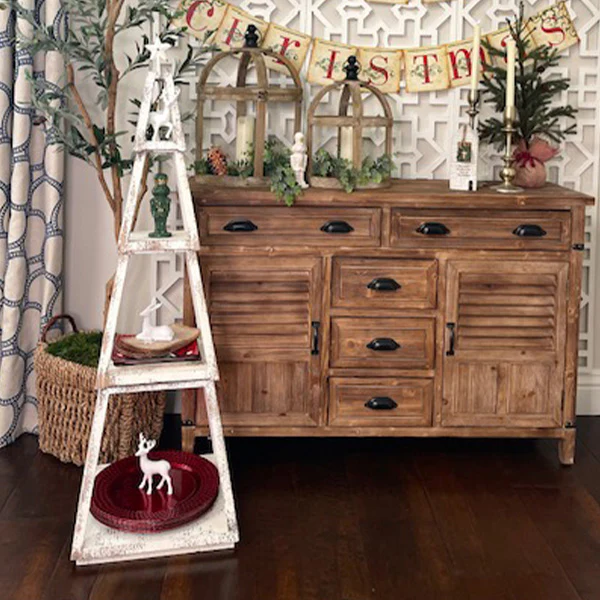 HUGE 50 Inch Distressed Wood Tree Shelf