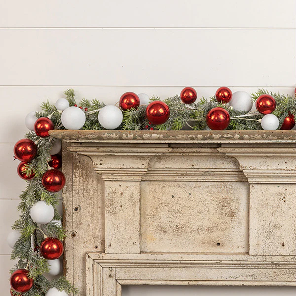 72 Inch Red and White Ball Christmas Garland