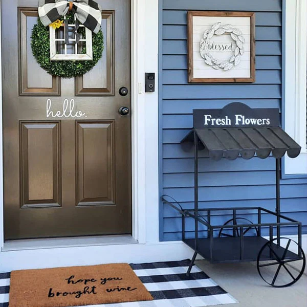 Farmhouse Iron Flower Cart with Roof