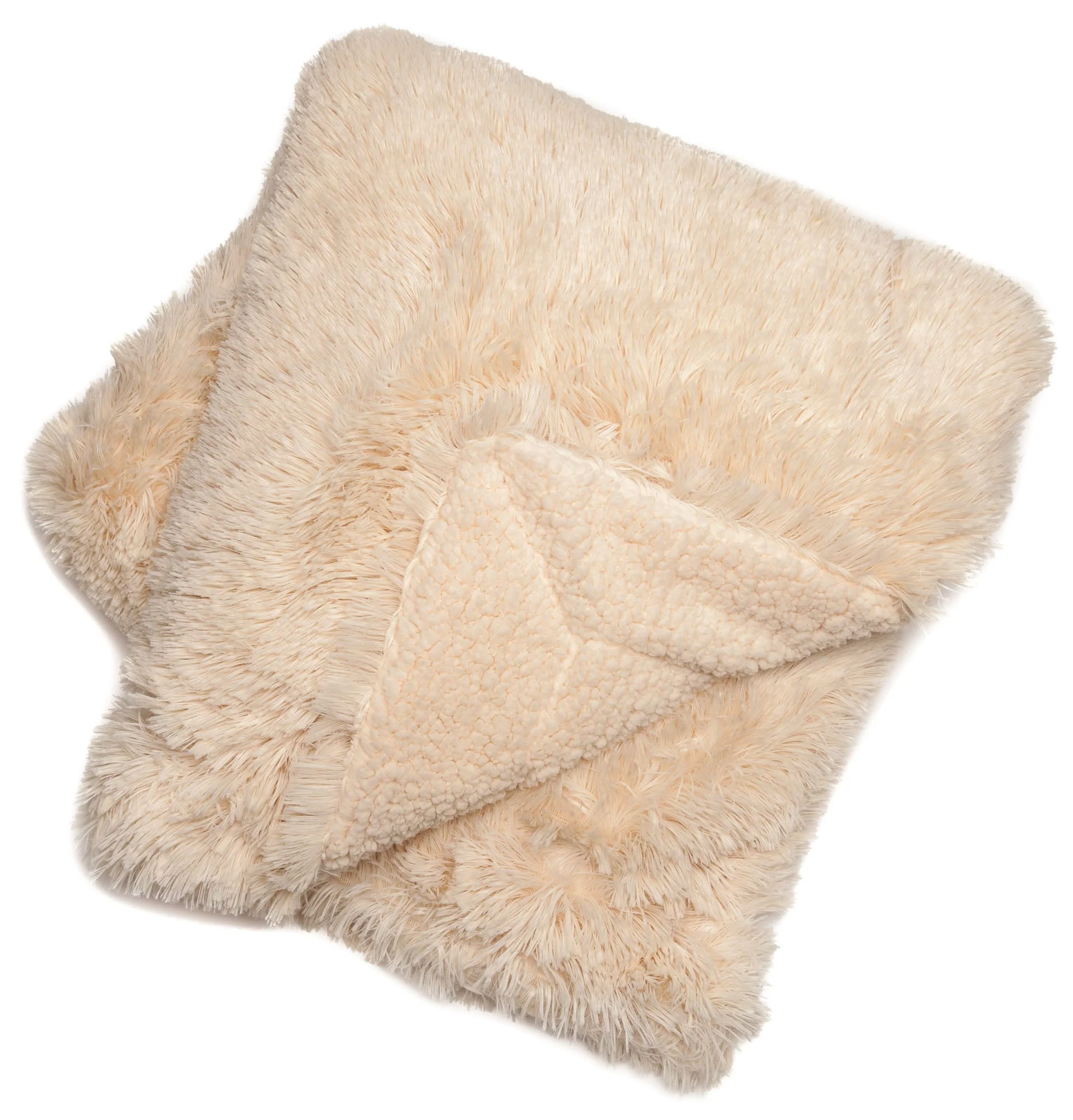 Solid Faux Long Fur Throw Blanket