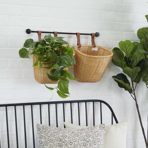 Farmhouse Bamboo Basket Wall Shelf, Pick Your Size