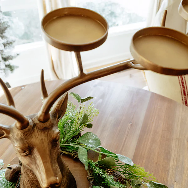 Golden Regal Reindeer Candle Holder