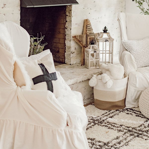 Neutral Striped Cotton Basket