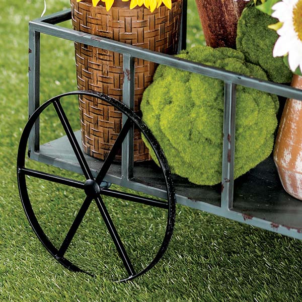 Farmhouse Iron Flower Cart with Roof