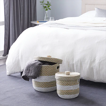 Two-Toned Seagrass Storage Baskets, Set of 2