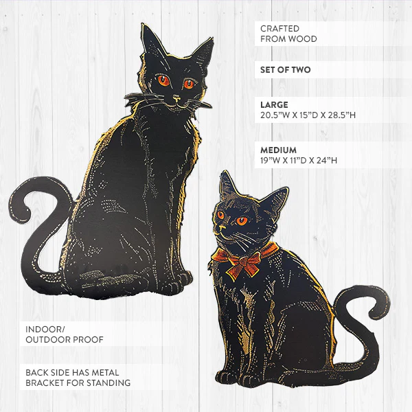 Indoor/Outdoor Black Cat Cutouts, Set of 2 | Spooky Season Collection