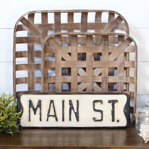 Square Tobacco Baskets  Set of 2