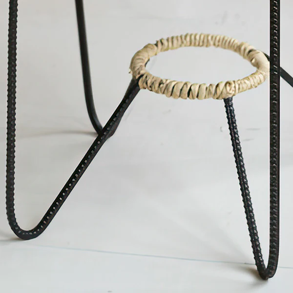 Woven Seagrass Display Basket with Angled Metal Stand