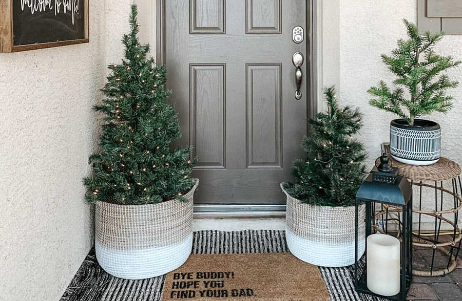 Two-Toned Seagrass Baskets with Handles, Set of 2