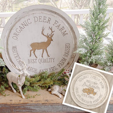 24 Inch Diameter Engraved Wood Farm Sign, Pick Your Style