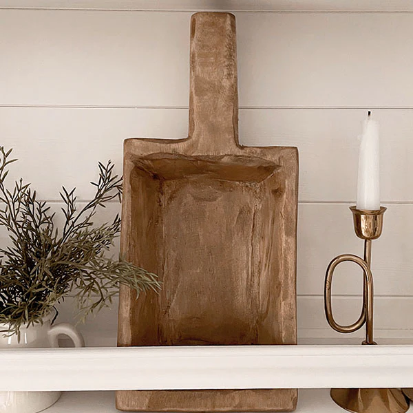 Authentic Handcrafted Wooden Dough Bowls with Handles, Set of 2