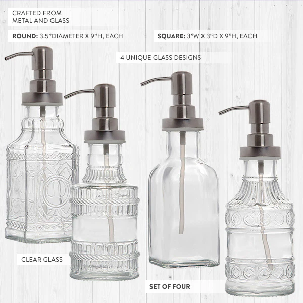 Old-Fashioned Starburst Cut Soap Pumps, Set of 4