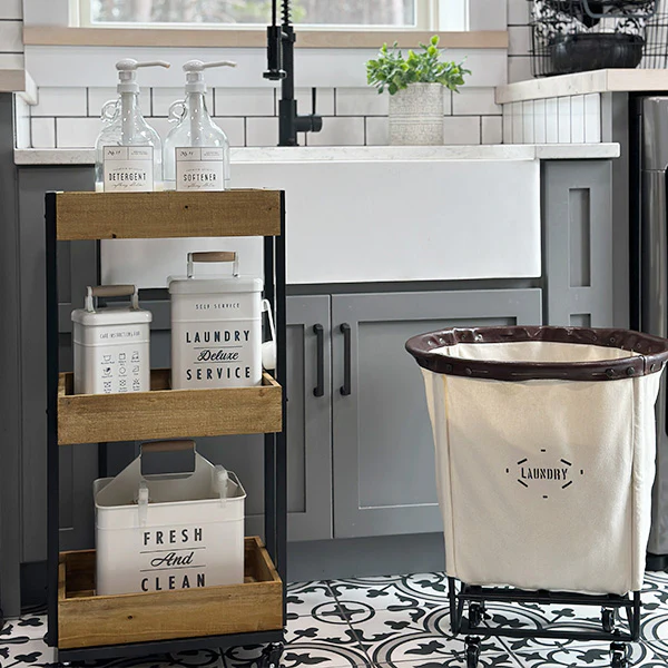 Vintage Inspired Laundry Basket On Wheels