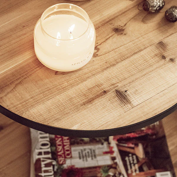 Two Tier Modern Reclaimed Wood Round Side Table