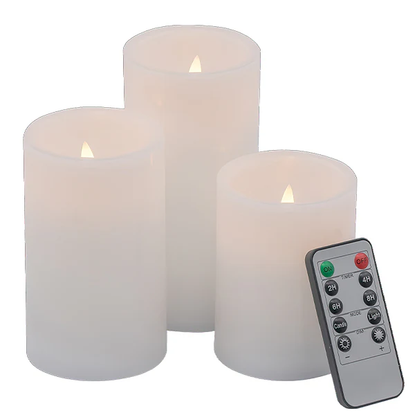 Flickering Flameless Candles with Remote, Set of 3 | Choose Your Color