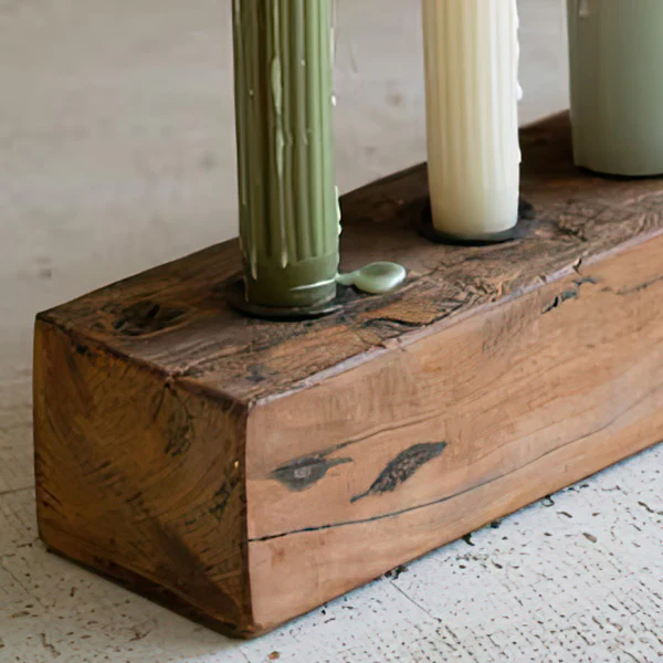 Recycled Wood Nine Taper Candle Holder