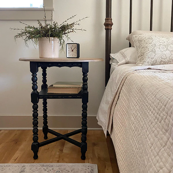 Turned Leg Black Accent Table