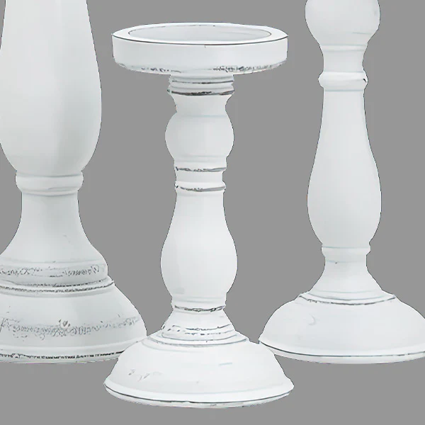 Chunky Hand Carved Wood Candle Holders, Set of 5 | Choose Your Color