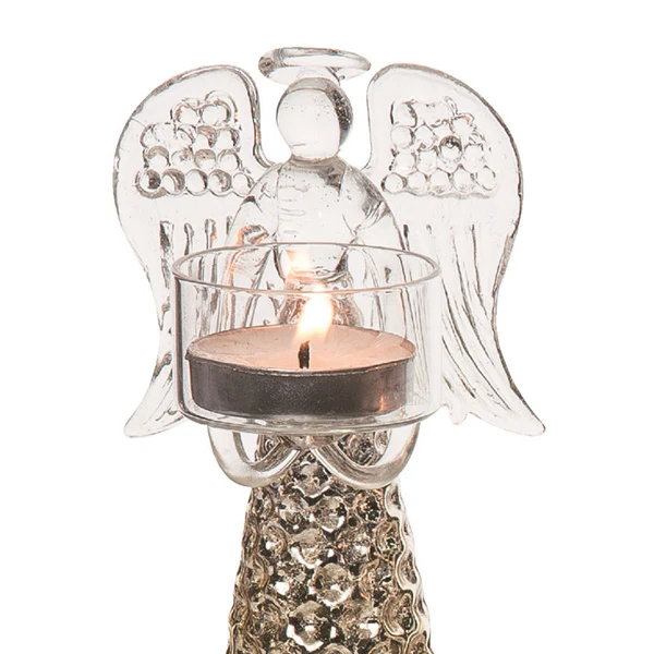 Glass Christmas Candle Holders, Set of 3