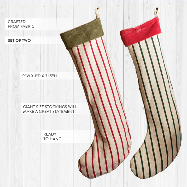 Oversized Christmas Stockings, Set of 2