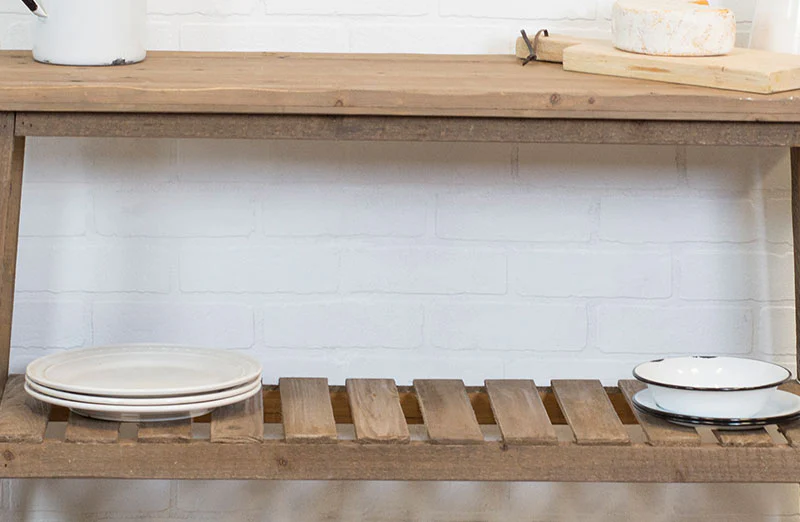 Wooden Buffet Table With Shelves