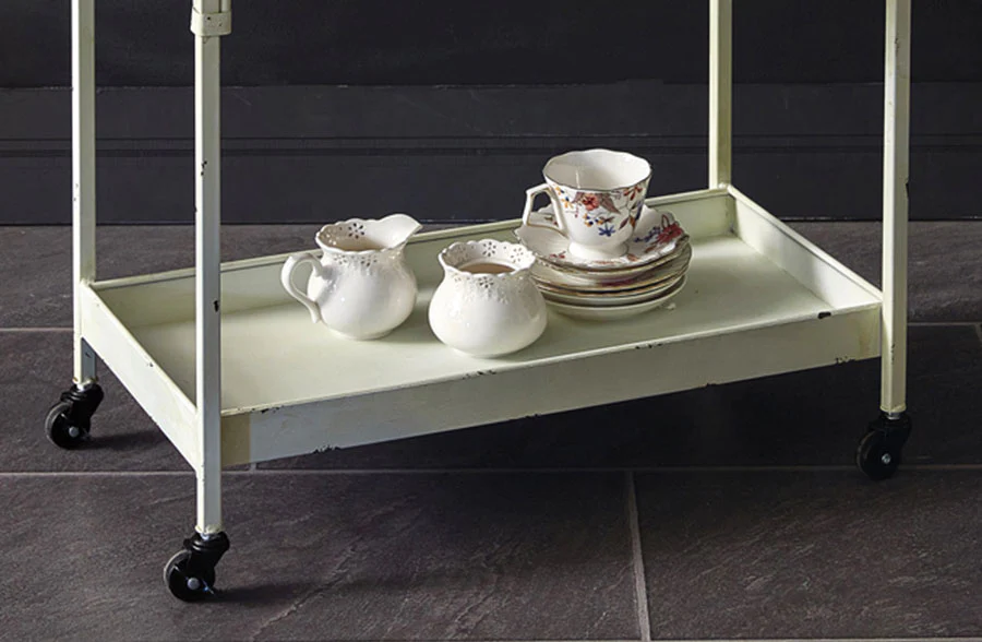 White Chippy Wash Tub Rolling Cart