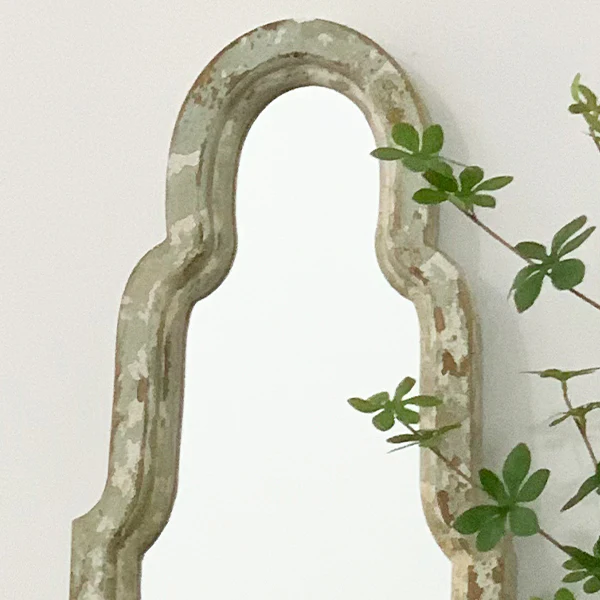 Antique Inspired Tall Scalloped Wood Frame Mirror