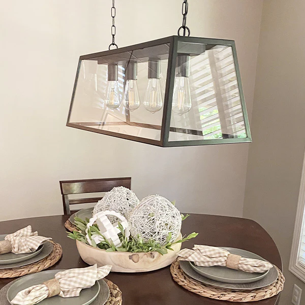 Refined Farmhouse Rectangular Metal Chandelier