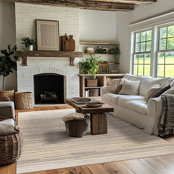 Abstract Striped Wool Area Rug, Pick Your Color/Size