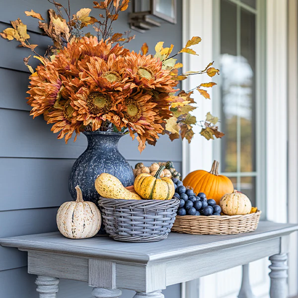 Red and Brown Sunflower Stems, Set of 4