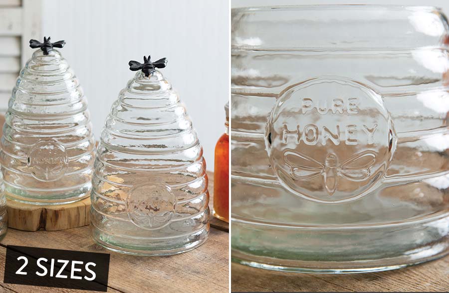 Honey Hive Glass Canister, Pick your Size