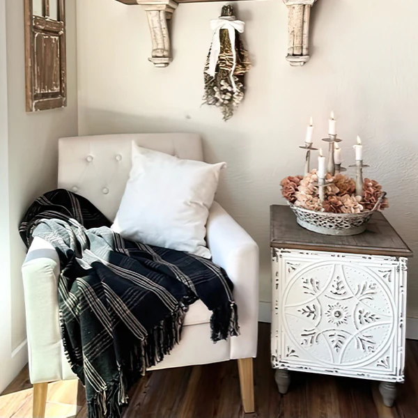 Architectural Salvage Ceiling Tile Side Table
