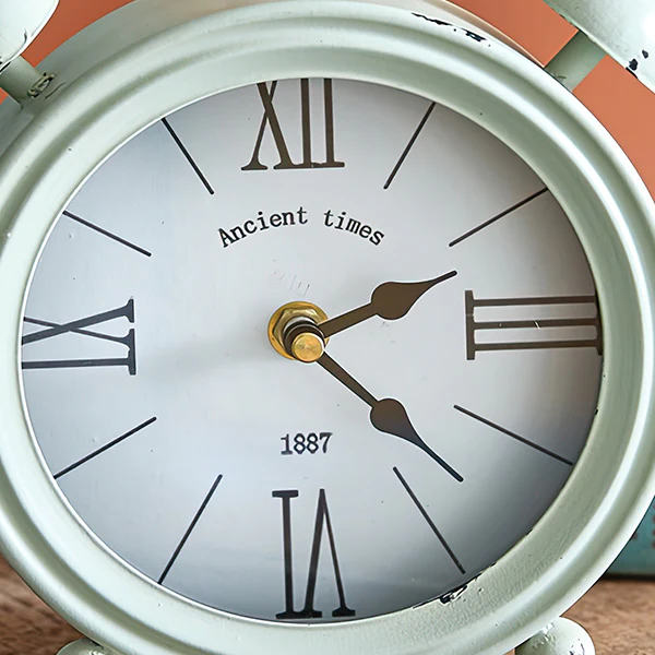 Distressed Twin Bell Tabletop Clock