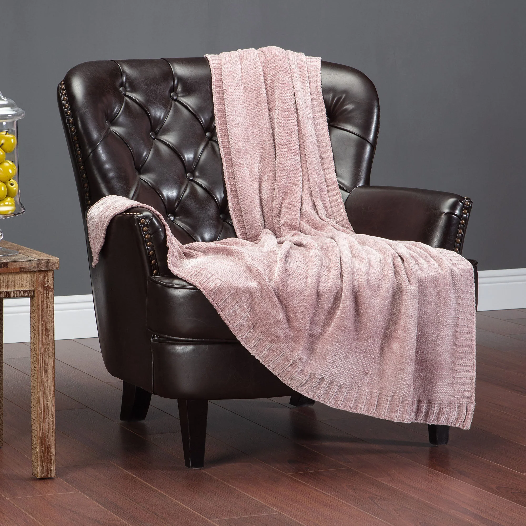 Chenille Luxe Border Throw Blanket