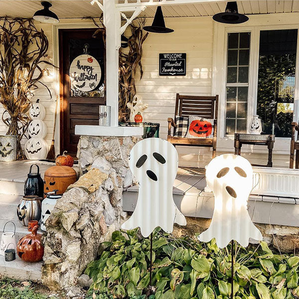 Huge Tin Decorative Yard Ghosts, Set of 3